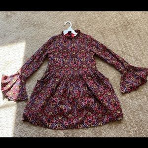 Cute girl fall bell sleeve dress